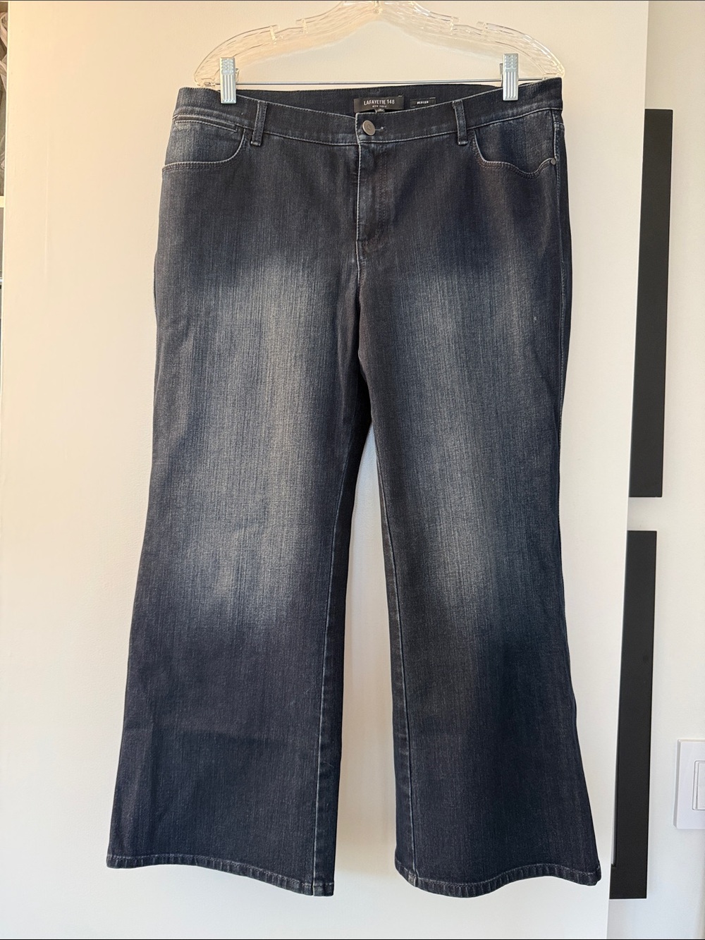 Lafayette 148 New York Dark Indigo Flare Crop Jeans - size 12